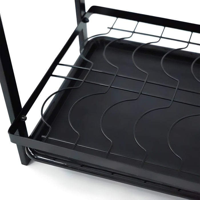 Vibe Geeks 2 Layer Dish Drying Rack For Kitchen | Black