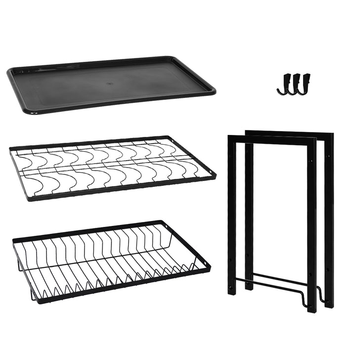 Vibe Geeks 2 Layer Dish Drying Rack For Kitchen | Black