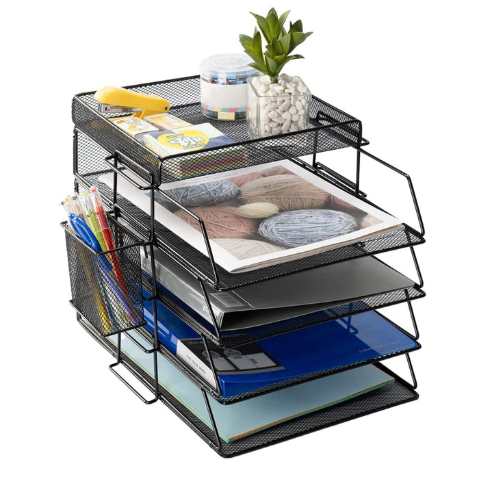 Vibe Geeks 5-layer Stackable Mesh File Storage Rack