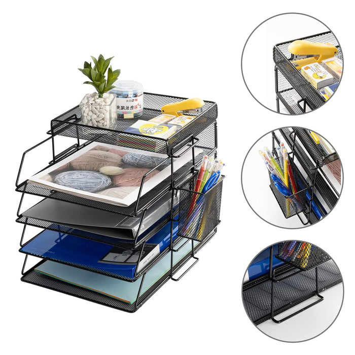 Vibe Geeks 5-layer Stackable Mesh File Storage Rack