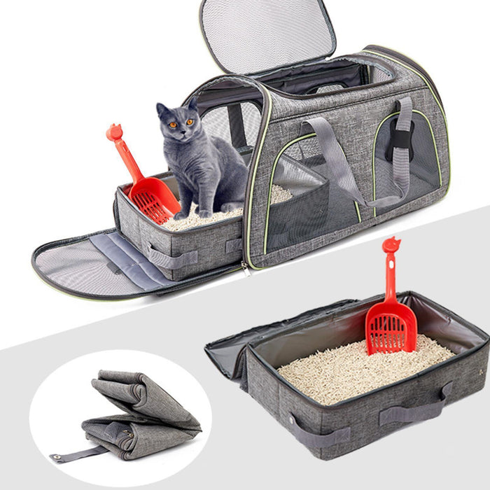 Vibe Geeks Foldable Cat Litter Box With Shovel - Portable