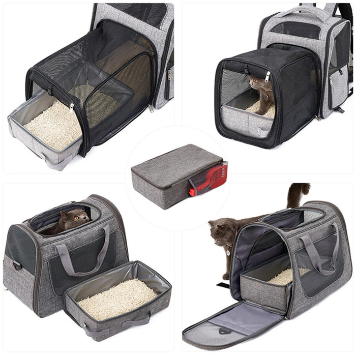 Vibe Geeks Foldable Cat Litter Box With Shovel - Portable