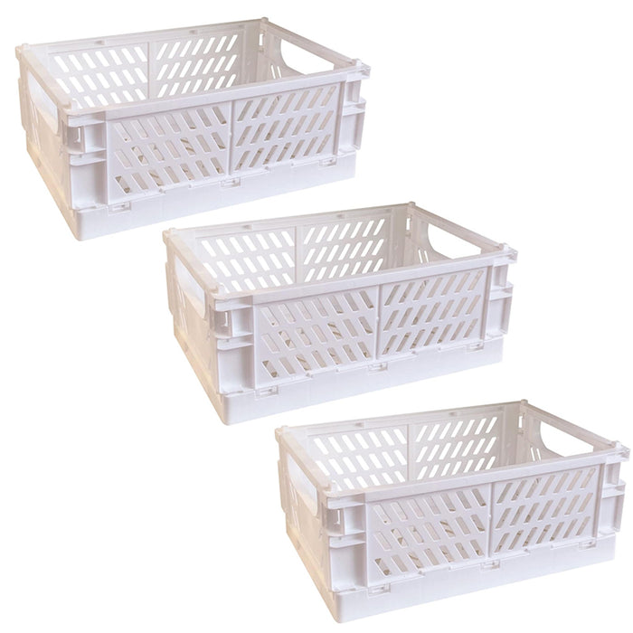 Vibe Geeks Pack Of 3 Mini Folding Plastic Crates Storage