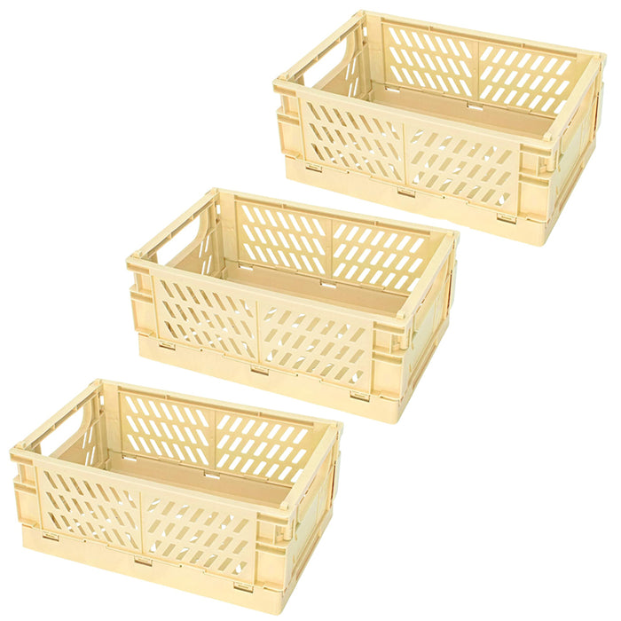 Vibe Geeks Pack Of 3 Mini Folding Plastic Crates Storage