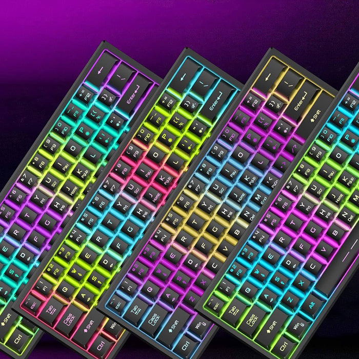 Vibe Geeks Rainbow Backlit Wireless Gaming Keyboard Mouse