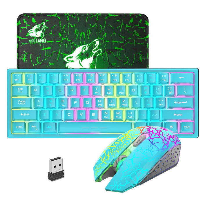 Vibe Geeks Rainbow Backlit Wireless Gaming Keyboard Mouse