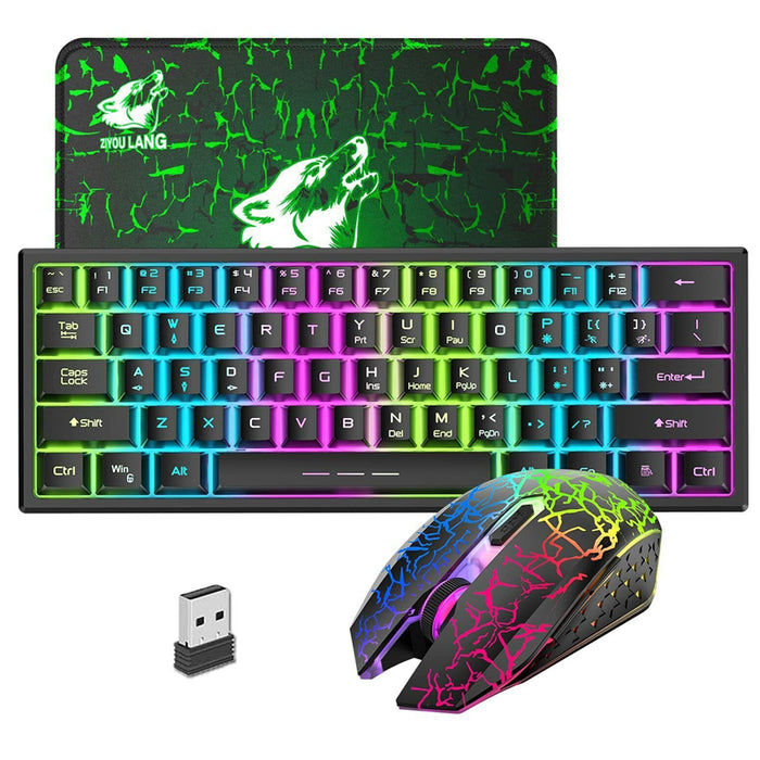 Vibe Geeks Rainbow Backlit Wireless Gaming Keyboard Mouse