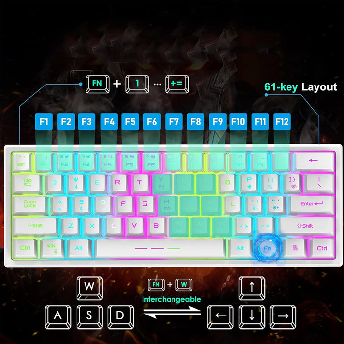 Vibe Geeks Rainbow Backlit Wireless Gaming Keyboard Mouse