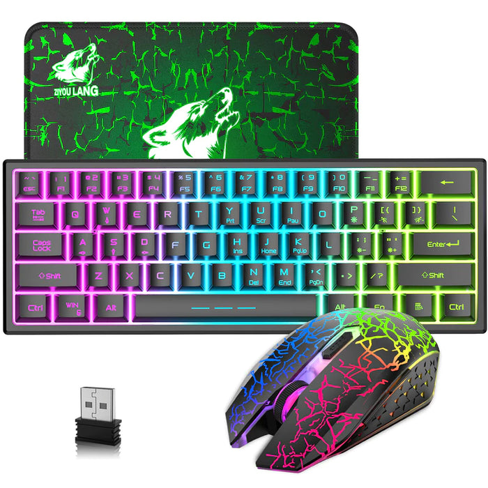 Vibe Geeks Rainbow Backlit Wireless Gaming Keyboard Mouse