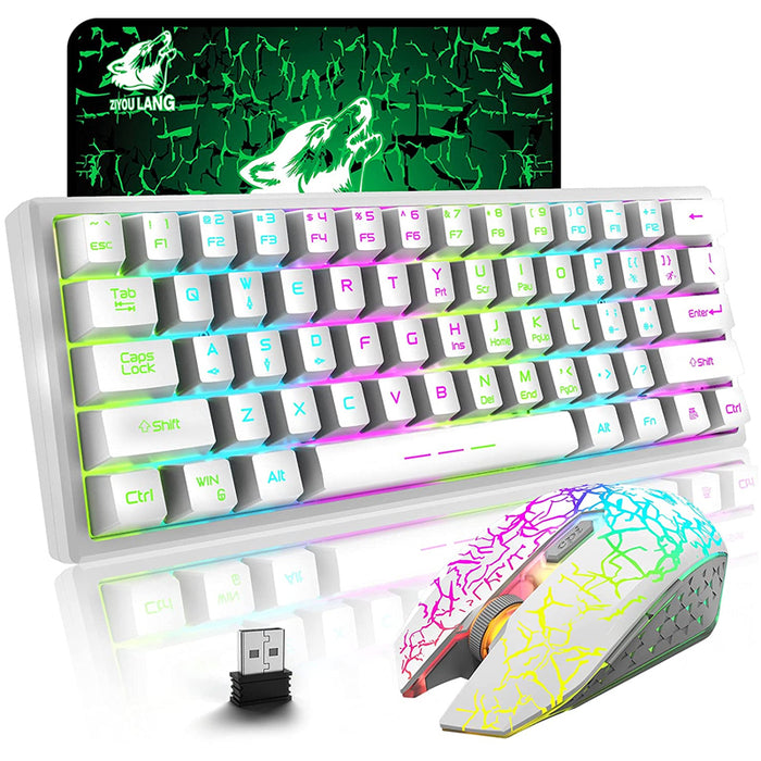 Vibe Geeks Rainbow Backlit Wireless Gaming Keyboard Mouse