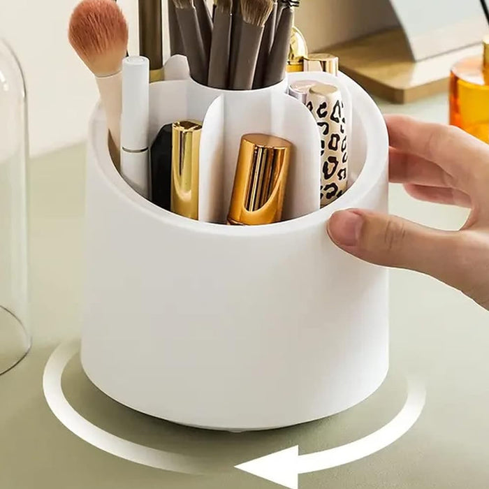 Vibe Geeks 360° Rotating Compartment Dustproof Makeup Brushes Storage Organizer