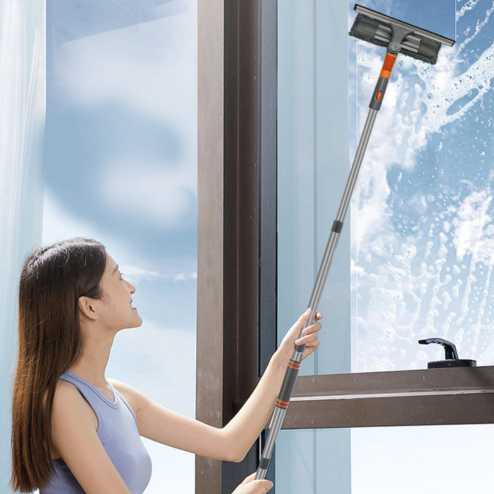 Vibe Geeks Squeegee Window Cleaner - 2-In-1 Rotatable Cleaning Tool Kit With Extension Pole