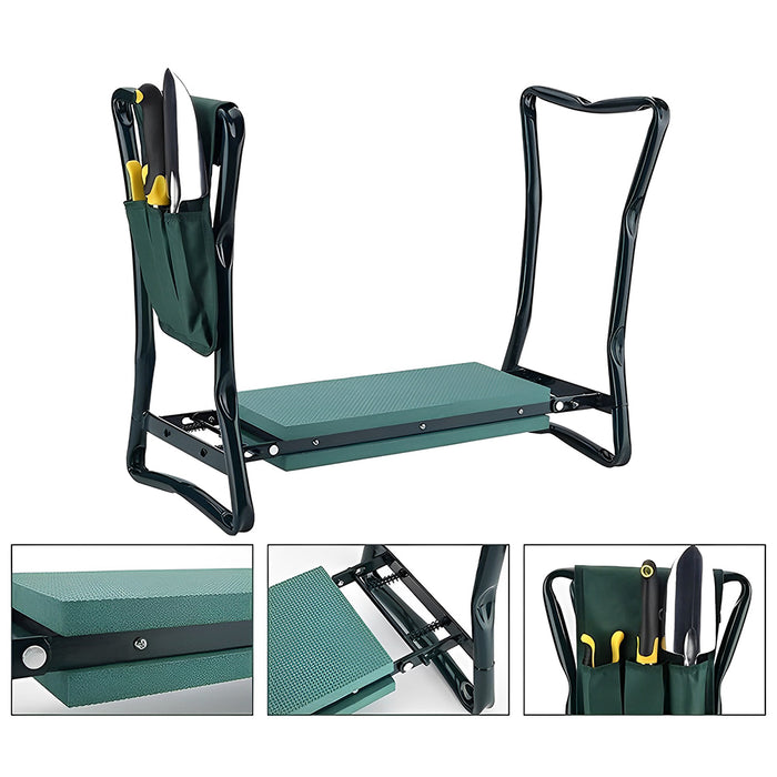 Vibe Geeks Garden Kneeler Seat And Foldable Stool With Tool