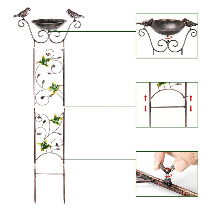 Vibe Geeks Bird Bath With Trellis For Climbing Plants