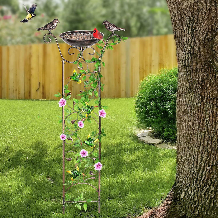 Vibe Geeks Bird Bath With Trellis For Climbing Plants