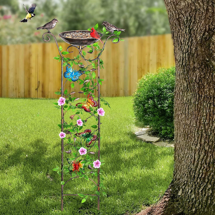 Vibe Geeks Bird Bath With Trellis For Climbing Plants