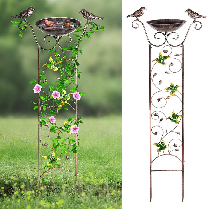 Vibe Geeks Bird Bath With Trellis For Climbing Plants