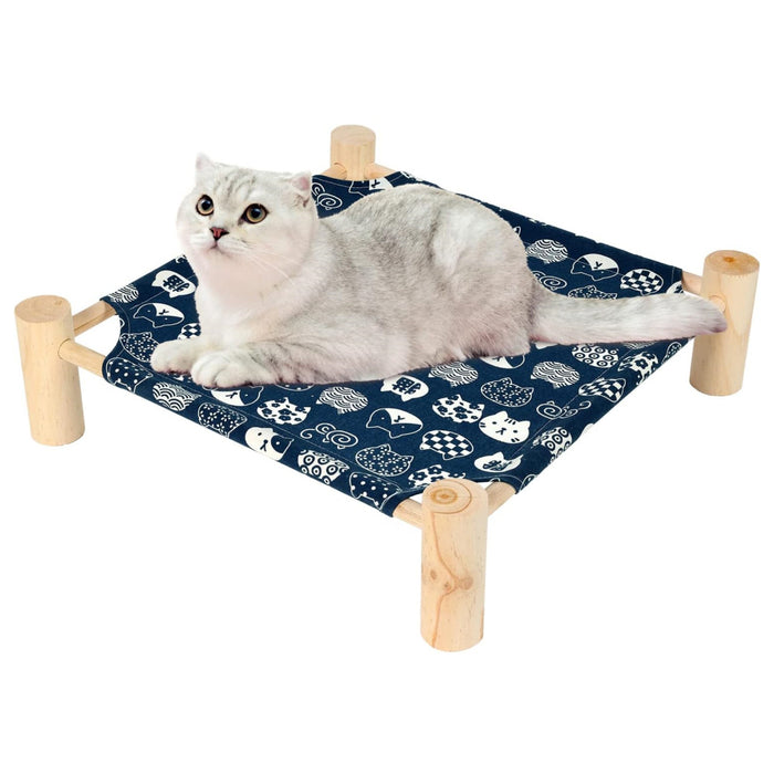 Vibe Geeks Elevated Cat Hammock Bed - Breathable Linen