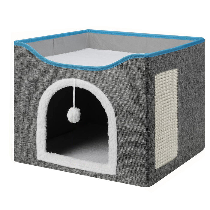 Vibe Geeks Cat House With Scratch Pad - Cozy Cat Hideout And Lounge For Multi-Cat Households