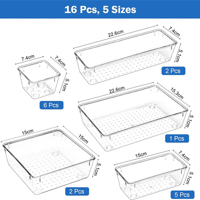 Vibe Geeks Multifunctional Clear Plastic Drawer Organizers