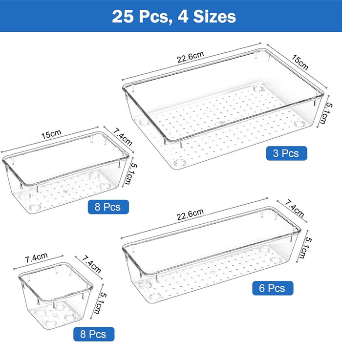 Vibe Geeks Multifunctional Clear Plastic Drawer Organizers