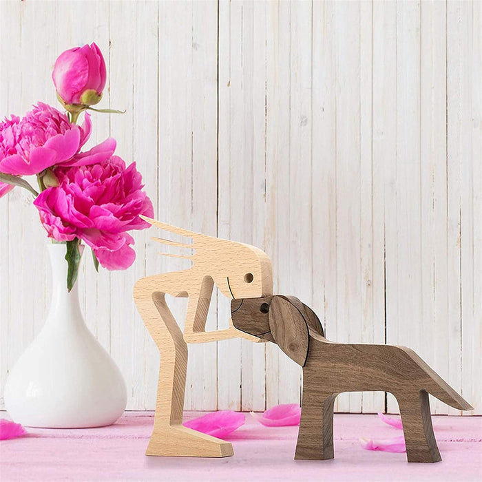 Vibe Geeks Hand-carved Wooden Puppy Family Sculpture