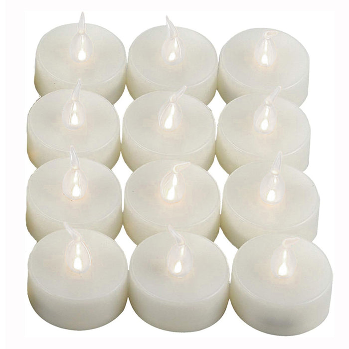 Pack Of 12 Flameless Flickering Led Tealight Candles - Battery Operated