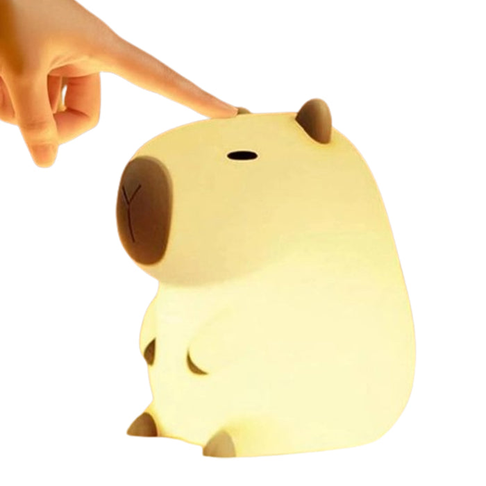 Vibe Geeks Novelty Cartoon Capybara Shaped Soft Silicone LED Night Light with Rechargeable and Touch Control