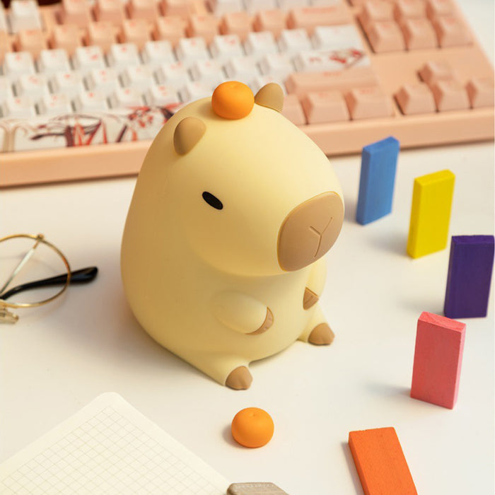 Vibe Geeks Novelty Cartoon Capybara Shaped Soft Silicone LED Night Light with Rechargeable and Touch Control