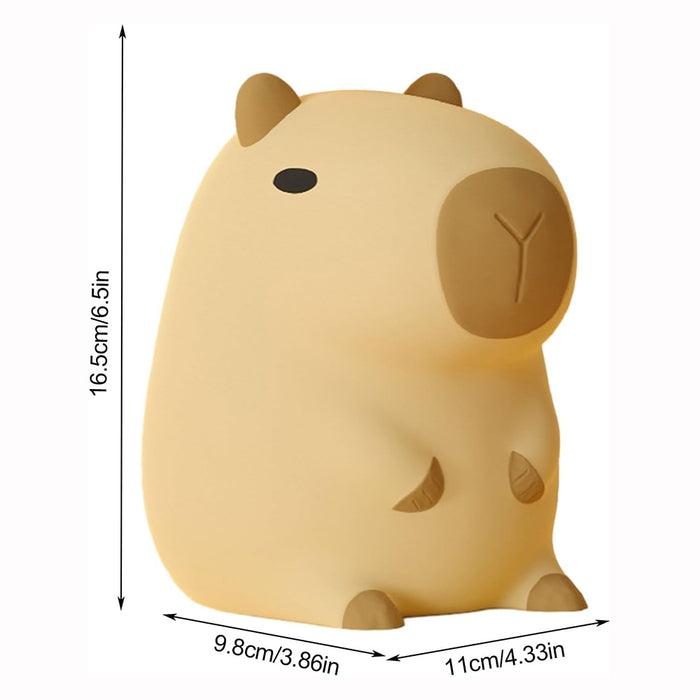 Vibe Geeks Novelty Cartoon Capybara Shaped Soft Silicone LED Night Light with Rechargeable and Touch Control