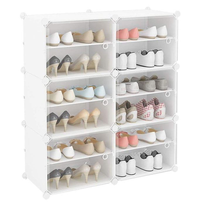 Clear Door White Cube Stackable Diy Shoe Cabinet Rack