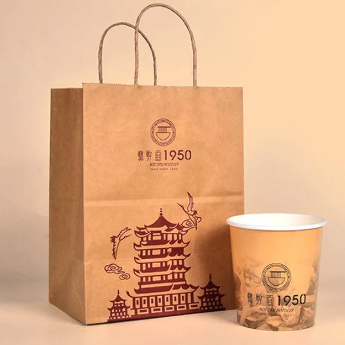 Brown Kraft Paper Bags With Handle For Gifts And Souvenirs Recycled Carrying Bags