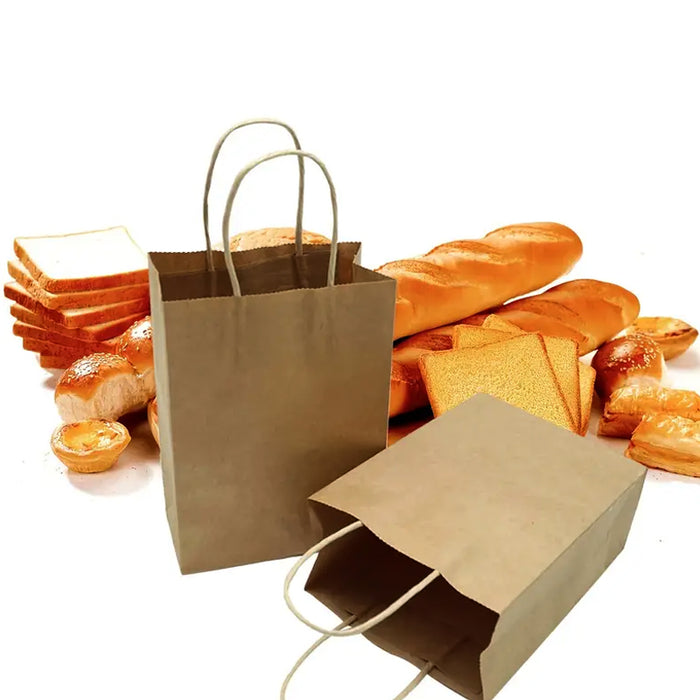 Brown Kraft Paper Bags With Handle For Gifts And Souvenirs Recycled Carrying Bags