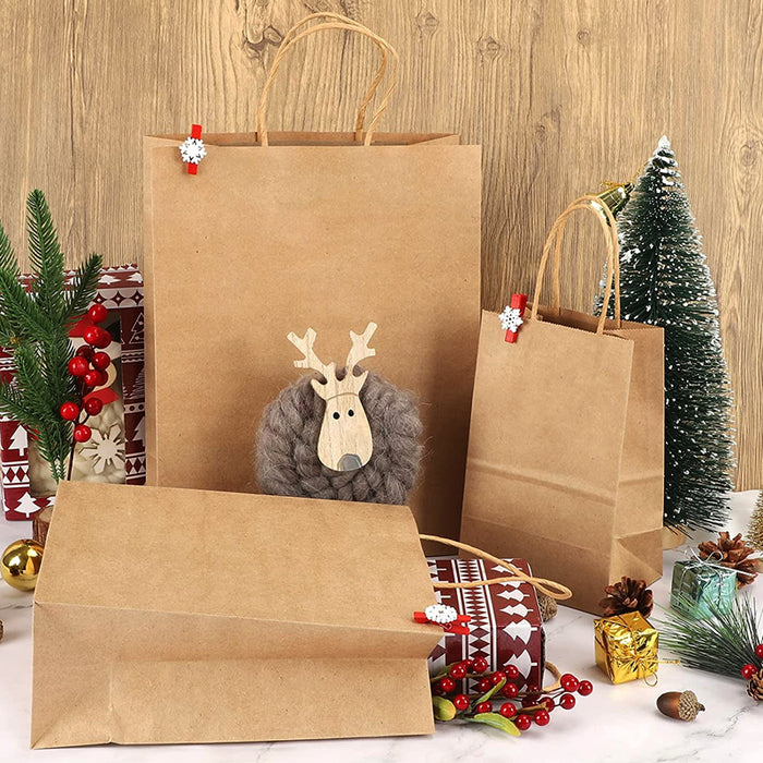 Brown Kraft Paper Bags With Handle For Gifts And Souvenirs Recycled Carrying Bags