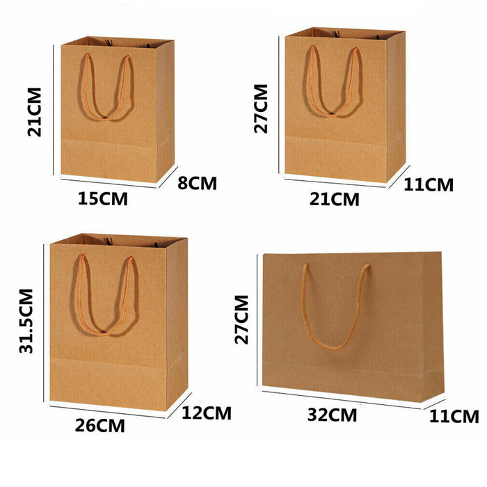 Brown Kraft Paper Bags With Handle For Gifts And Souvenirs Recycled Carrying Bags