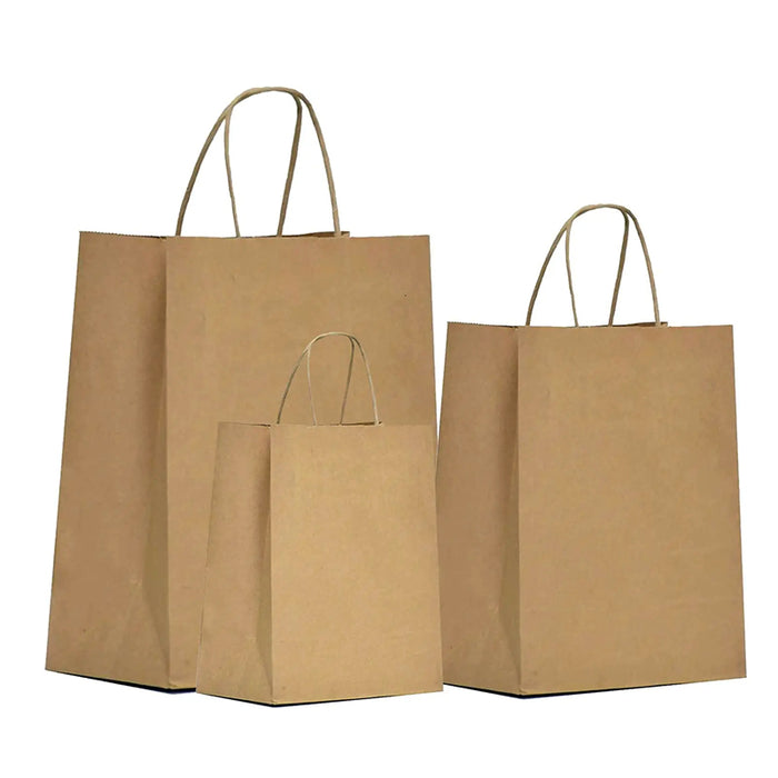 Brown Kraft Paper Bags With Handle For Gifts And Souvenirs Recycled Carrying Bags