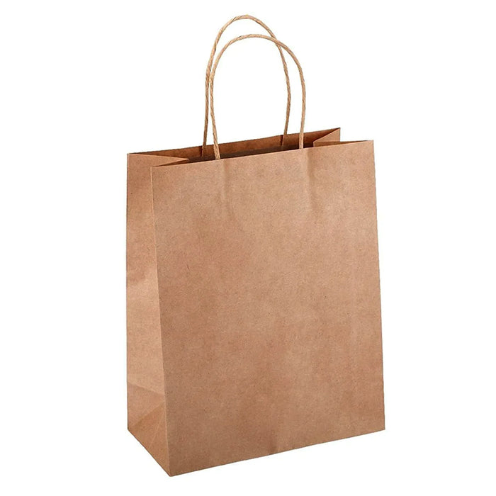 Brown Kraft Paper Bags With Handle For Gifts And Souvenirs Recycled Carrying Bags