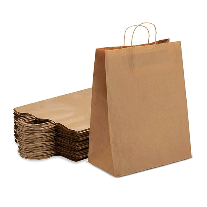 Brown Kraft Paper Bags With Handle For Gifts And Souvenirs Recycled Carrying Bags