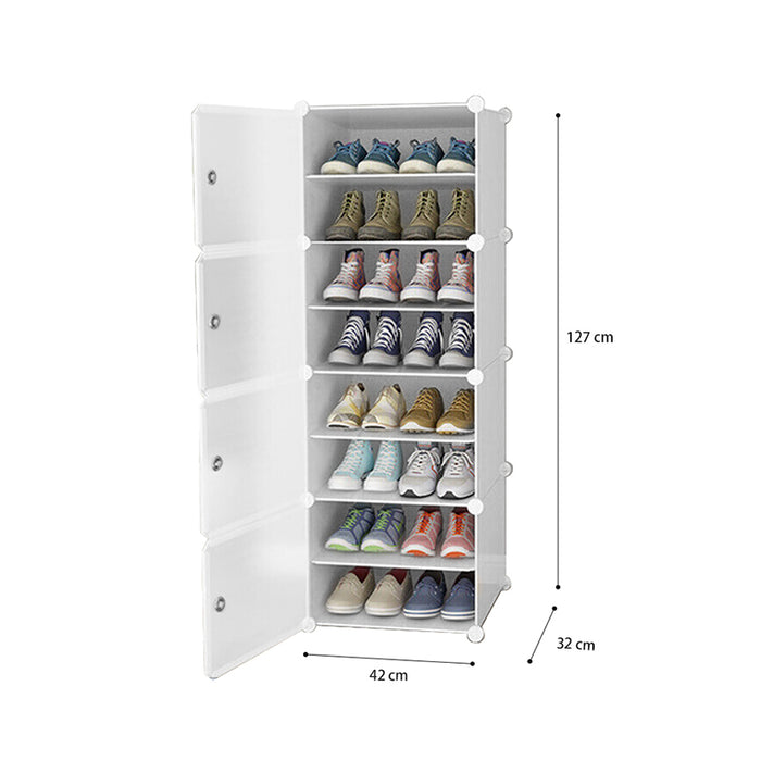 Clear Door White Cube Stackable Diy Shoe Cabinet Rack