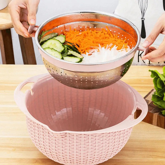 Vibe Geeks 4-in-1 Stainless Steel Colander Set Versatile