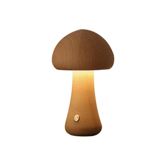 Vibe Geeks Wooden Mushroom LED Night Light for Bedroom - USB Rechargeable