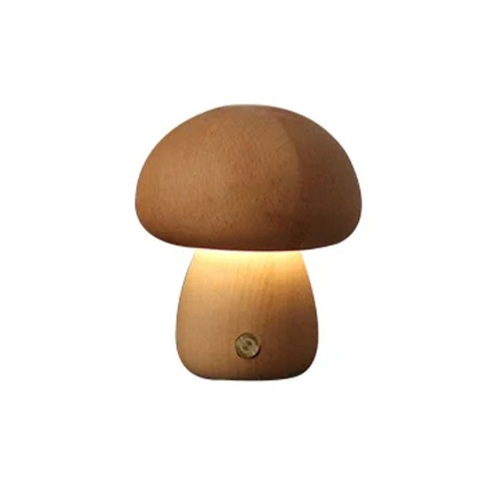 Vibe Geeks Wooden Mushroom LED Night Light for Bedroom - USB Rechargeable