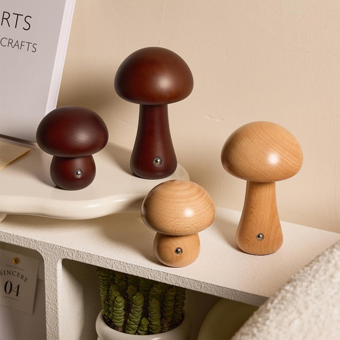 Vibe Geeks Wooden Mushroom LED Night Light for Bedroom - USB Rechargeable