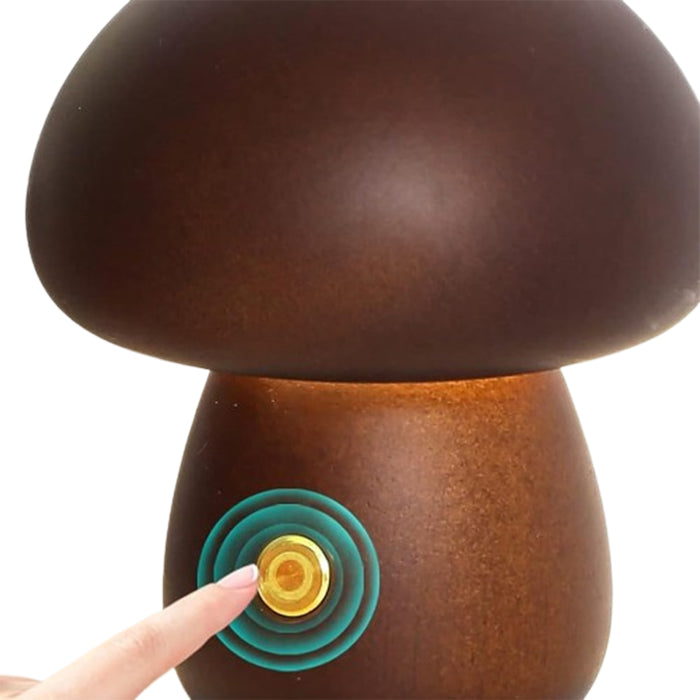 Vibe Geeks Wooden Mushroom LED Night Light for Bedroom - USB Rechargeable