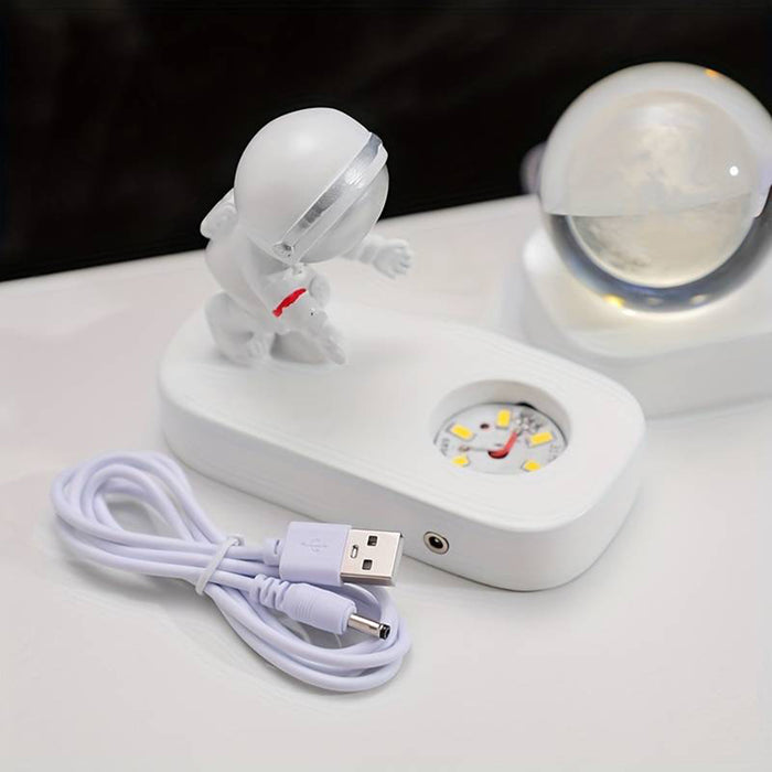 Vibe Geeks Astronaut 3D Crystal Ball Night Light for Home Décor - USB Plugged In