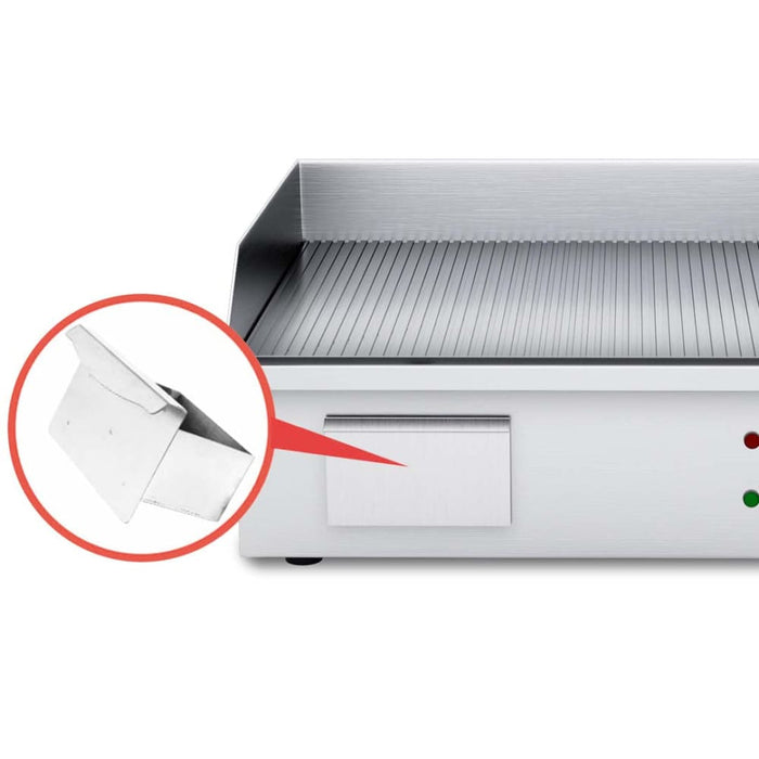 2200w Stainless Steel Ribbed Griddle Commercial Grill Bbq