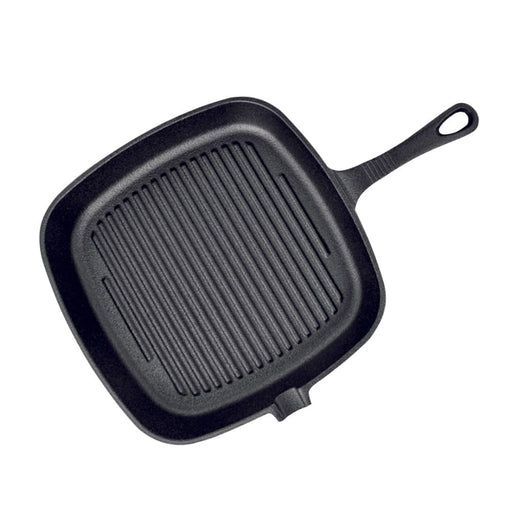 23.5cm Square Ribbed Cast Iron Frying Pan Skillet Steak