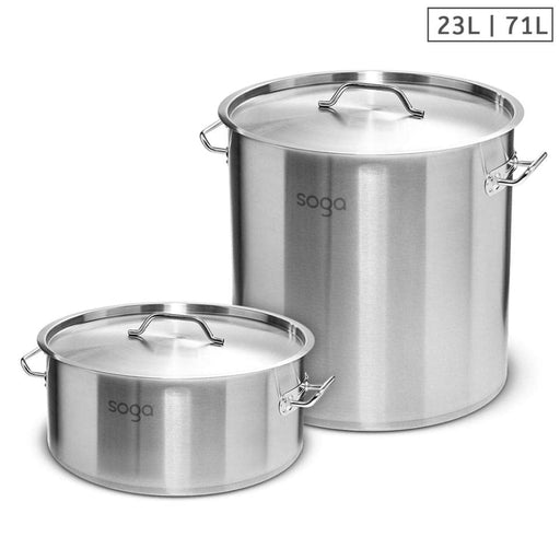 23l Wide Stock Pot And 71l Tall Top Grade Thick Stainless