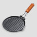 24cm Round Ribbed Cast Iron Steak Frying Grill Skillet Pan