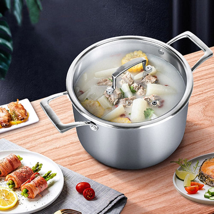24cm Stainless Steel Soup Pot Stock Cooking Stockpot Heavy